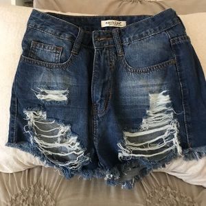 High rise jean shorts